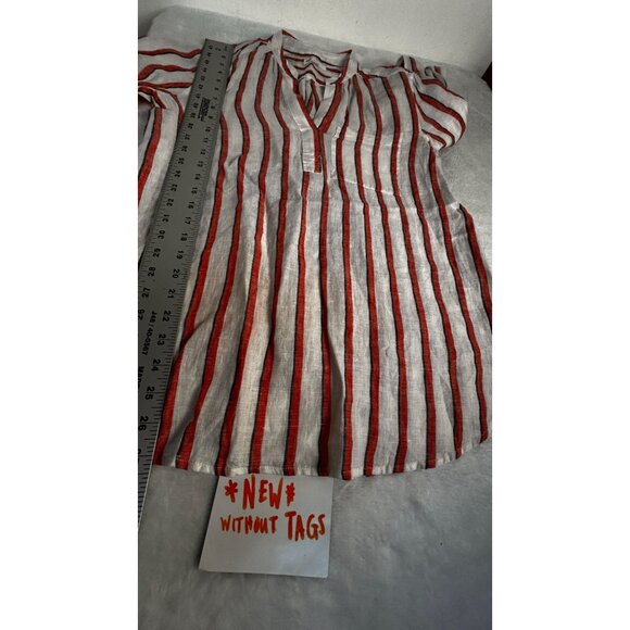 Gap Womens 100% Linen Striped Long Sleeve Blouse Top Small Red & White NWOT - Picture 7 of 7